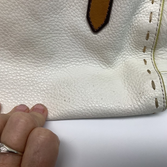 Fossil Cream Sydney Satchel with Tan Straps, Like New - Picture 12 of 13